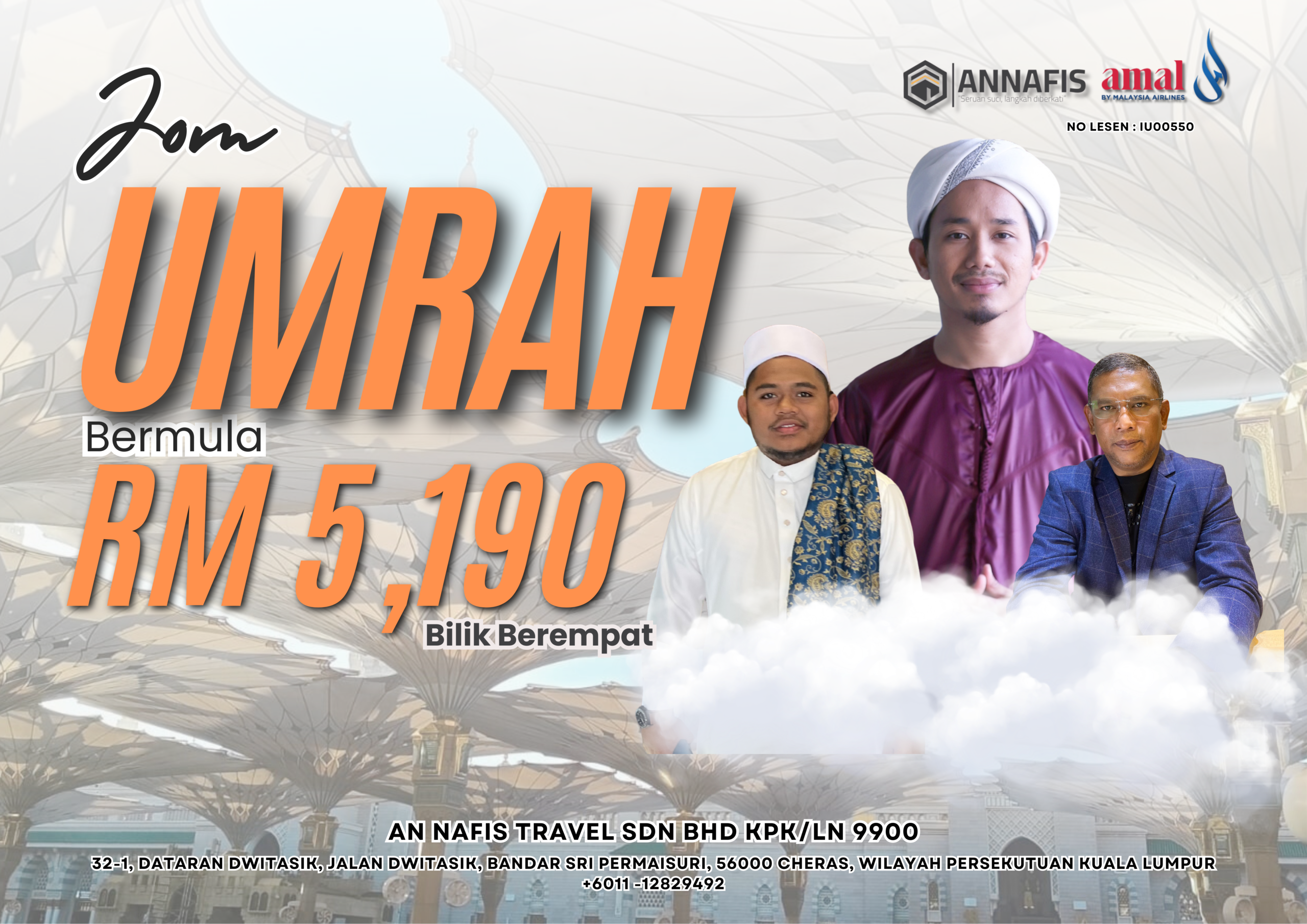 Home gold and blue modern hajj and umrah packages poster